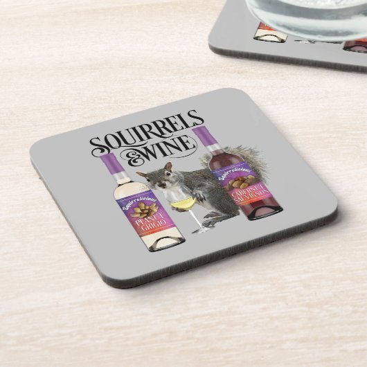 Eichhörnchen & Wein - Funny Squirrel Lover und Wei Getränkeuntersetzer (Linke Seite)
