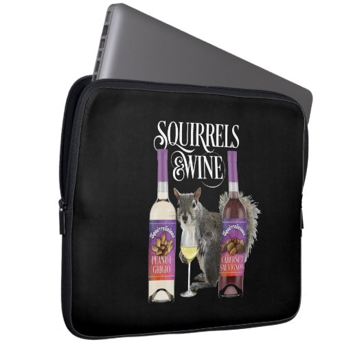 Eichhörnchen & Wein - Funny Squirrel Lover und Wei Laptopschutzhülle (Vorne Rechts)