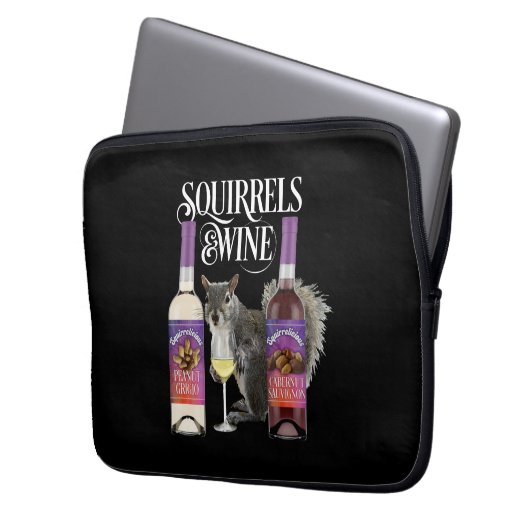 Eichhörnchen & Wein - Funny Squirrel Lover und Wei Laptopschutzhülle (Vorderseite Links)