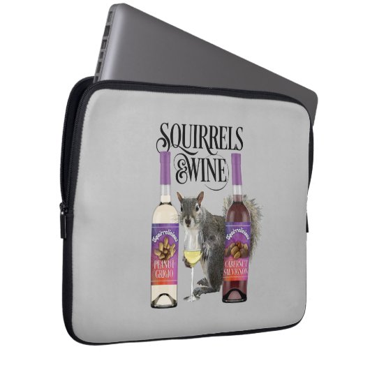 Eichhörnchen & Wein - Funny Squirrel Lover und Wei Laptopschutzhülle (Vorne Rechts)