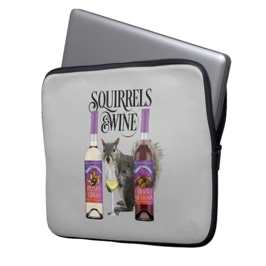 Eichhörnchen & Wein - Funny Squirrel Lover und Wei Laptopschutzhülle (Vorderseite Links)