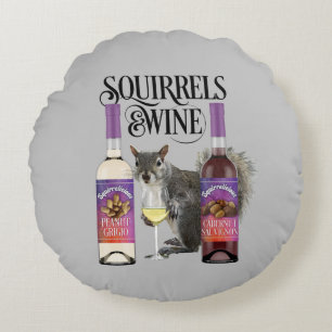 Eichhörnchen & Wein - Funny Squirrel Lover und Wei Rundes Kissen