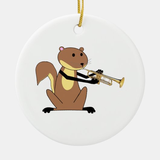 Eichhörnchen, welches die Trompete spielt Keramik Ornament (Vorne)