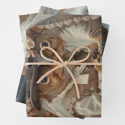 Eichhörnchen werden im Walddekoupage verheiratet Geschenkpapier Set (Beispiel)