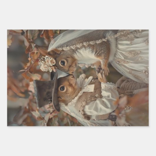Eichhörnchen werden im Walddekoupage verheiratet Geschenkpapier Set (Vorderseite)