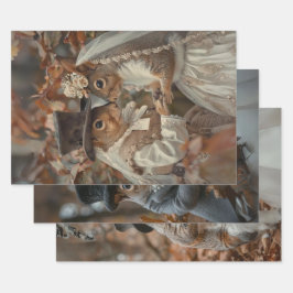 Eichhörnchen werden im Walddekoupage verheiratet Geschenkpapier Set