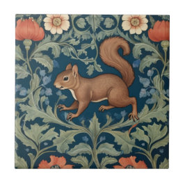 Eichhörnchen William Morris Stil Links Facing Flor Fliese