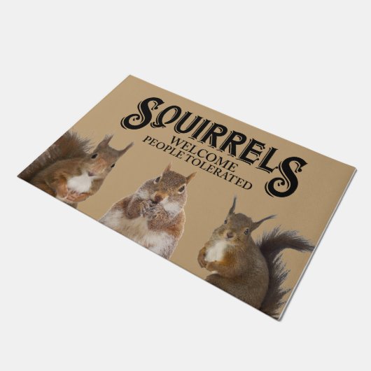 Eichhörnchen Willkommen Leute Rug, Süße Tier  Fußmatte (Schrägansicht)