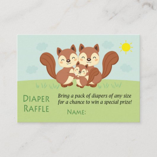 Eichhörnchen-Windeln-Raffelkarten Platzkarte (Vorderseite)