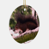 Eichhörnchen-Winterfoto-Kreisornament Keramikornament (Rechts)