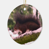 Eichhörnchen-Winterfoto-Kreisornament Keramikornament (Links)