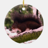 Eichhörnchen-Winterfoto-Kreisornament Keramikornament (Hinten)