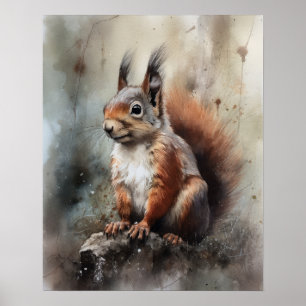 Eichhörnchen Woodland Animal Art Print Poster