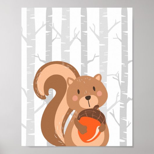 Eichhörnchen Woodland Tiermauer Kinderzimmer Druck Poster (Vorne)