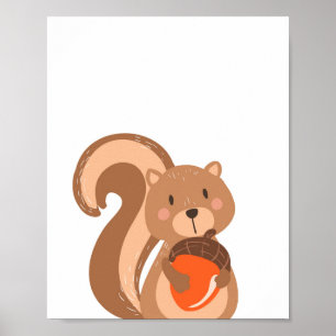 Eichhörnchen Woodland Tiermauer Kinderzimmer Druck Poster