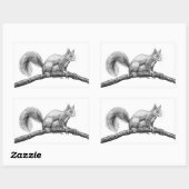 Eichhörnchen zeichnend rechteckiger aufkleber (Blatt)