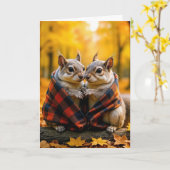 Eichhörnchen zum Jubiläum in einer Karierten Lücke Karte (Gelbe Blume)