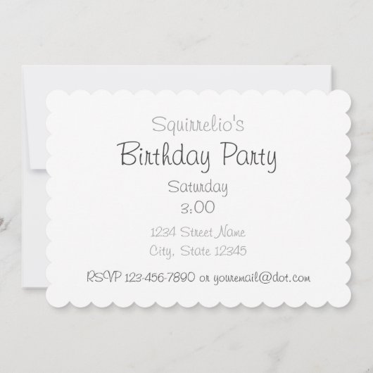 Eichhörnchenballons Geburtstagsfeier Einladung (Rückseite)