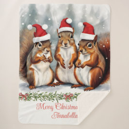 Eichhörnchenfamilie Personalisierte Weihnachten Sherpadecke