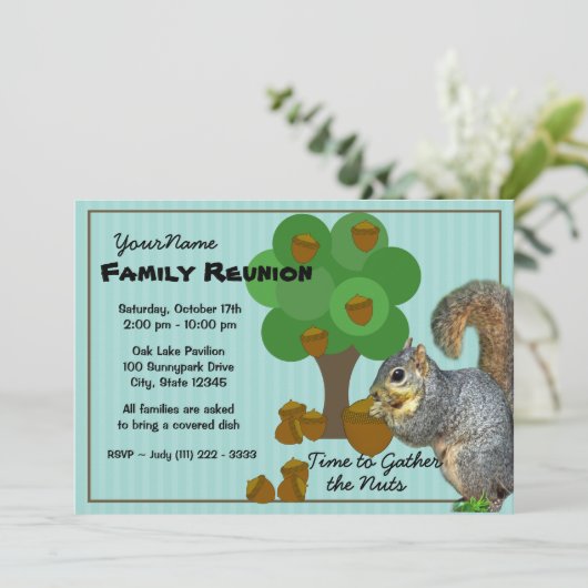 Eichhörnchenfamilie Wiedersehen Einladung (Stehend Vorderseite)