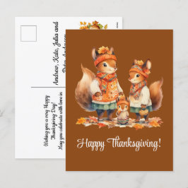 Eichhörnchenfamilie zum Erntedankfest Feiertagspostkarte
