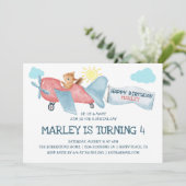 Eichhörnchenflugzeug auf und ab Geburtstag Einladung (Stehend Vorderseite)