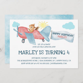 Eichhörnchenflugzeug auf und ab Geburtstag Einladung