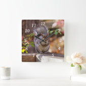 Eichhörnchenhalterung Quadratische Wanduhr (Zuhause)