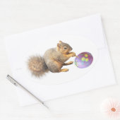 Eichhörnchenmalerei Ostereier-Aufkleber Ovaler Aufkleber (Umschlag)