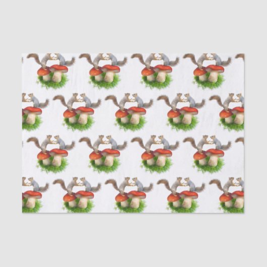 Eichhörnchenpaarung auf rotem Polsterpapier Seidenpapier (Vorderseite)