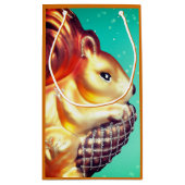 Eichhörnchenpineca Vintager Herbst Winter aquamari Kleine Geschenktüte (Rückseite)