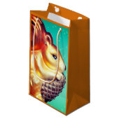 Eichhörnchenpineca Vintager Herbst Winter aquamari Kleine Geschenktüte (Vorderseite Schrägansicht)