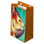 Eichhörnchenpineca Vintager Herbst Winter aquamari Kleine Geschenktüte (Rückseite Schrägansicht)