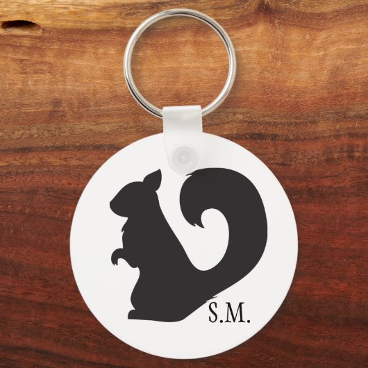 Eichhörnchenschnitzel-Silhouette-Initialen Schlüsselanhänger (Vorderseite)