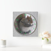 Eichhörnchenuhr Quadratische Wanduhr (Zuhause)