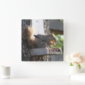 Eichhörnchenuhr Quadratische Wanduhr (Zuhause)