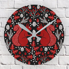 Eichhörnchenwald Woodland Dark Runde Wanduhr