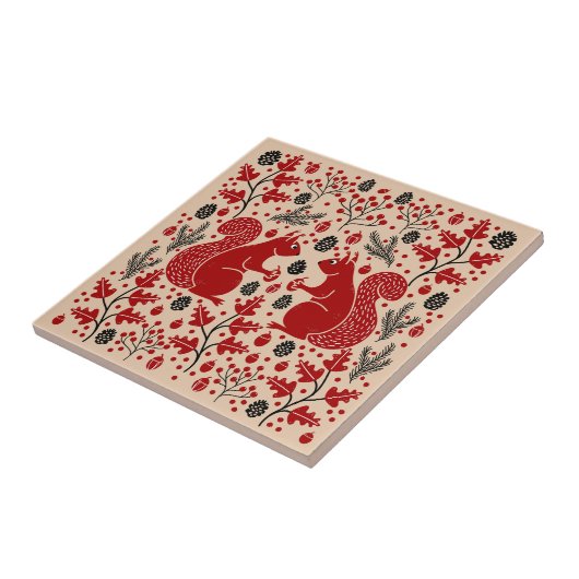 Eichhörnchenwald Woodland Fliese (Seite)