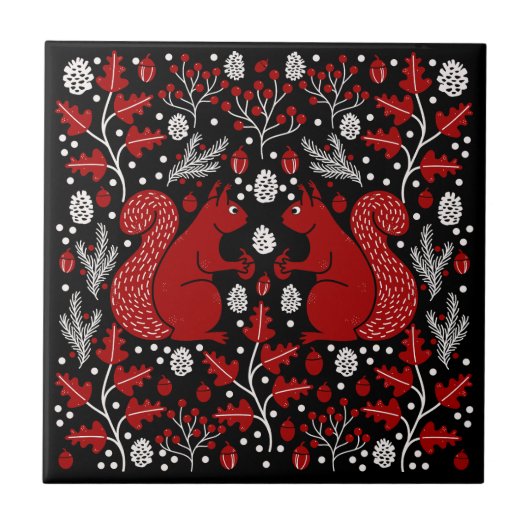 Eichhörnchenwald Woodland Fliese (Vorderseite)