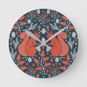 Eichhörnchenwald Woodland Runde Wanduhr (Vorderseite)