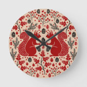 Eichhörnchenwald Woodland Runde Wanduhr (Vorderseite)