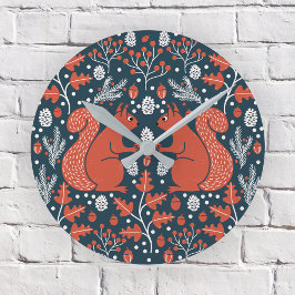 Eichhörnchenwald Woodland Runde Wanduhr