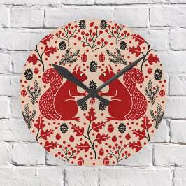 Eichhörnchenwald Woodland Runde Wanduhr