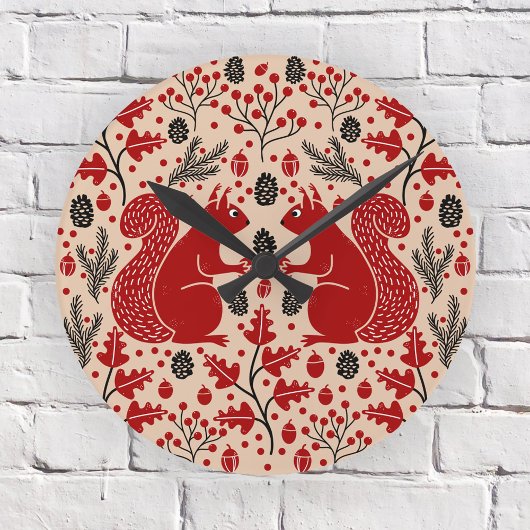 Eichhörnchenwald Woodland Runde Wanduhr