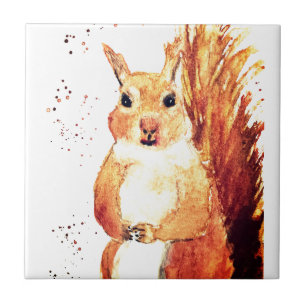Eichhörnchenwälder Aquarell Vintage Kachel