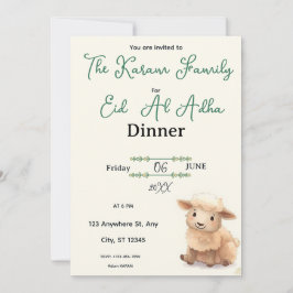Eid  Al Adha Beige Cute Sheep Dinner  Einladung