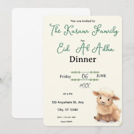 Eid  Al Adha Beige Cute Sheep Dinner  Einladung