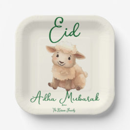 Eid  Al Adha Beige Cute Sheep Dinner  Pappteller