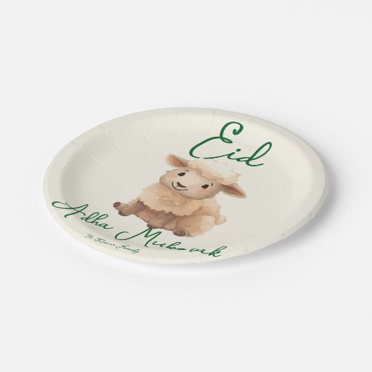 Eid  Al Adha Beige Cute  Sheep Dinner  Pappteller (Schrägansicht)
