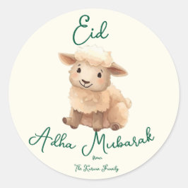 Eid  Al Adha Beige cute Sheep Dinner  Runder Aufkleber
